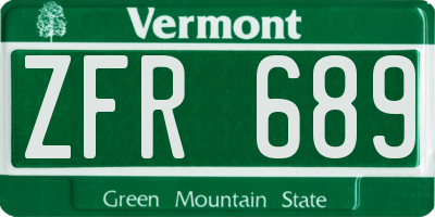 VT license plate ZFR689
