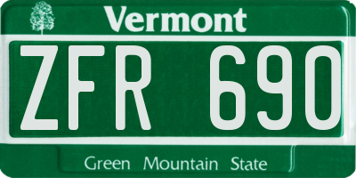 VT license plate ZFR690