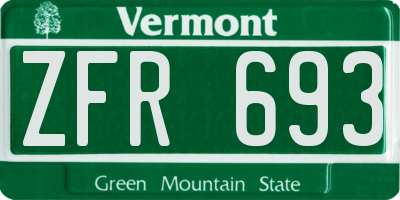 VT license plate ZFR693