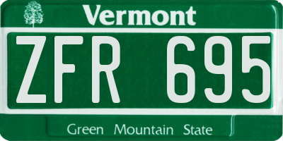 VT license plate ZFR695