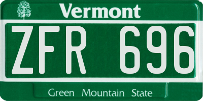 VT license plate ZFR696