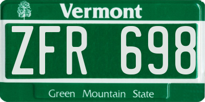 VT license plate ZFR698
