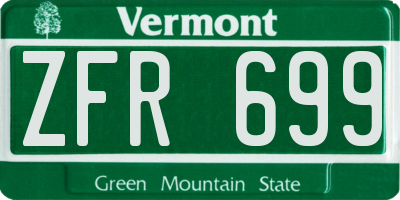 VT license plate ZFR699