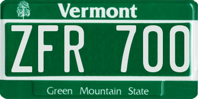VT license plate ZFR700