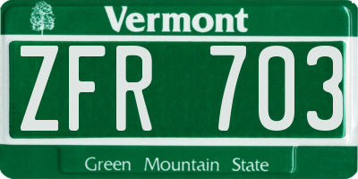 VT license plate ZFR703