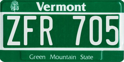 VT license plate ZFR705