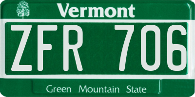 VT license plate ZFR706