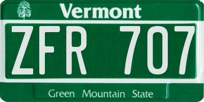 VT license plate ZFR707