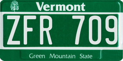 VT license plate ZFR709