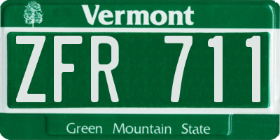 VT license plate ZFR711