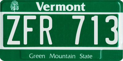 VT license plate ZFR713
