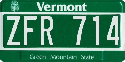 VT license plate ZFR714