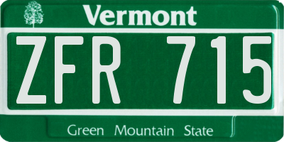 VT license plate ZFR715