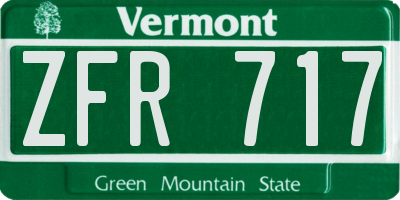 VT license plate ZFR717