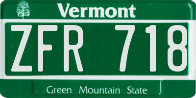 VT license plate ZFR718