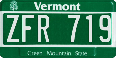 VT license plate ZFR719