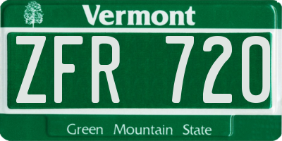 VT license plate ZFR720