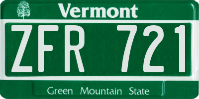 VT license plate ZFR721