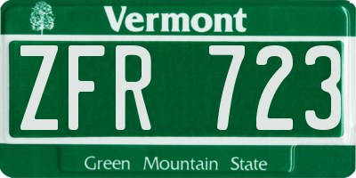 VT license plate ZFR723