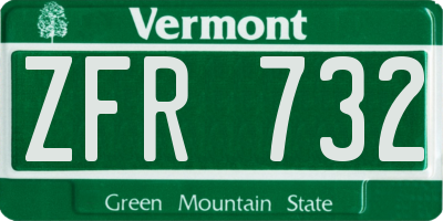 VT license plate ZFR732