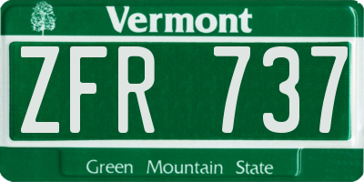 VT license plate ZFR737