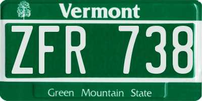 VT license plate ZFR738