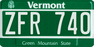VT license plate ZFR740