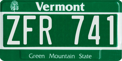 VT license plate ZFR741