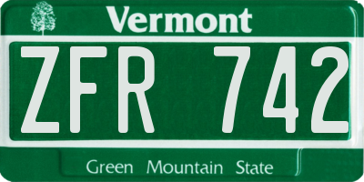 VT license plate ZFR742
