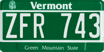 VT license plate ZFR743