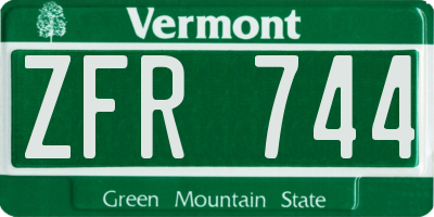 VT license plate ZFR744