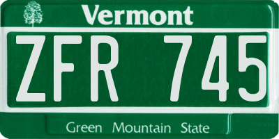 VT license plate ZFR745