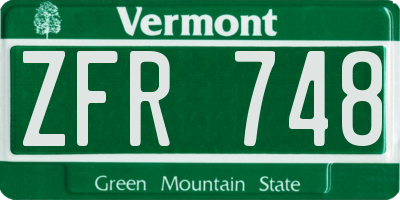 VT license plate ZFR748