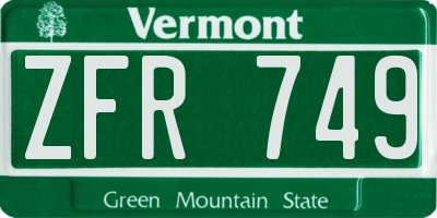 VT license plate ZFR749