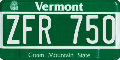 VT license plate ZFR750
