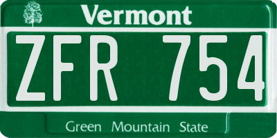 VT license plate ZFR754