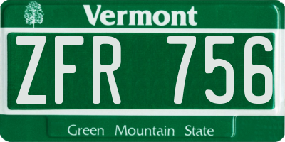 VT license plate ZFR756