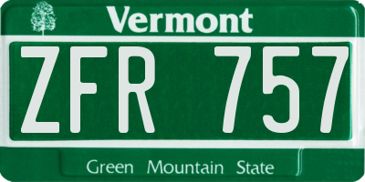 VT license plate ZFR757