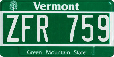VT license plate ZFR759