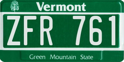 VT license plate ZFR761