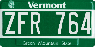 VT license plate ZFR764