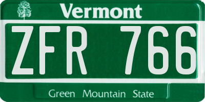 VT license plate ZFR766