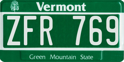 VT license plate ZFR769