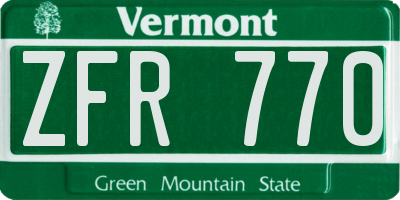 VT license plate ZFR770