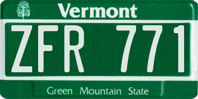 VT license plate ZFR771