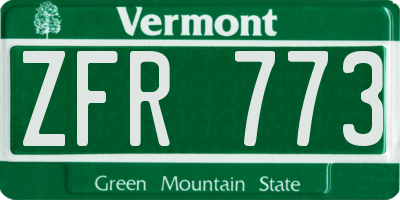 VT license plate ZFR773