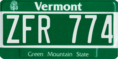 VT license plate ZFR774