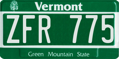 VT license plate ZFR775