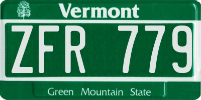 VT license plate ZFR779