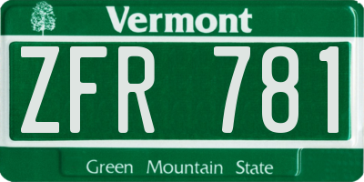 VT license plate ZFR781
